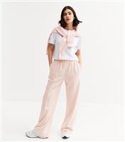 Women's Pink Pintuck Wide Leg Joggers New Look