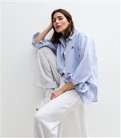 Women's Grey Contrast Piping Wide Leg Jersey Joggers New Look