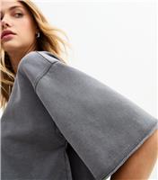 Women's Dark Grey Acid Wash Look Sweat T-Shirt New Look