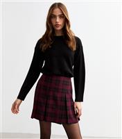 Women's Red Box Pleated Checked Skirt New Look
