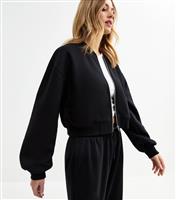 Women's Black Zip Front Cropped Bomber Jacket New Look