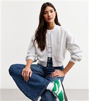Women's Light Grey Zip Up Cropped Bomber Jacket New Look