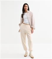 Women's Off White Cuffed Joggers New Look