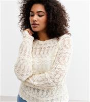 Women's Plus Size Cream Open Knit Jumper Curves New Look