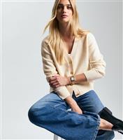 Women's Cream V-Neck Cardigan New Look