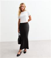 Women's Petite Black Satin Slip Skirt New Look