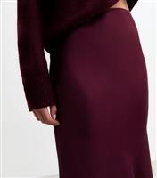 Women's Petite Burgundy Satin Slip Skirt New Look