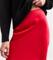 Women's Red Satin Bias Cut Maxi Skirt New Look