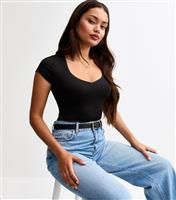 Women's Petite Black Jersey Short Sleeve Sweetheart Neck Body New Look