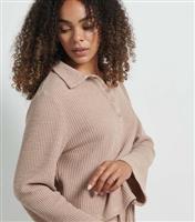 Women's by Zara McDermott Camel Waffle Knit Polo Top Rise New Look
