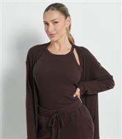 Women's by Zara McDermott Brown Longline Ribbed Cardigan Rise New Look