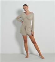 Women's by Zara McDermott Stone Lace Trim Ruched Long Sleeve Top Rise New Look