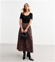 Women's Black 2 in 1 Leopard Print Midi Dress New Look