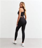Women's by Zara McDermott Black Cross Over Leggings Rise New Look