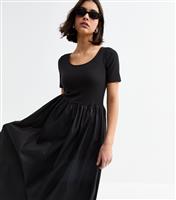 Women's Black 2 in 1 Poplin Skirt Midi Dress New Look