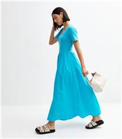 Women's Turquoise 2 in 1 Poplin Skirt Midi Dress New Look