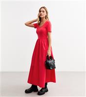 Women's Red 2 in 1 Poplin Skirt Midi Dress New Look