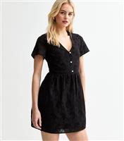 Women's Tall Black Broderie Anglaise Mini Dress New Look
