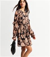 Women's Black Floral Print Chiffon Mini Dress New Look