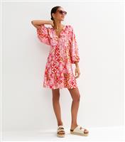 Women's Pink Tile Print Mini Smock Dress New Look