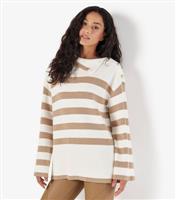 Women's Stone Stripe Button Shoulder Jumper Apricot New Look