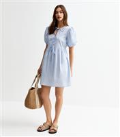 Women's Light Blue Tie Front Bow Detail Mini Dress New Look