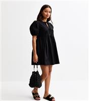 Women's Petite Black Tie Front Mini Dress New Look