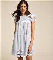 Women's Light Blue Floral Embroidered Frill Trim Mini Dress New Look