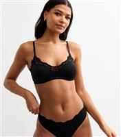 Women's Black Lace Trim Bralette New Look