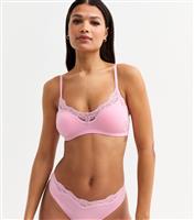 Women's Pink Lace Trim Bralette New Look