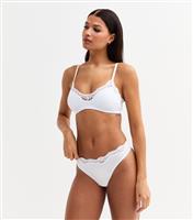 Women's White Lace Trim Thong New Look