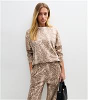 Women's Off White Snake Print Side Split Sweatshirt New Look