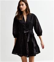 Women's Black Broderie Anglaise Mini Dress New Look