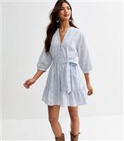 Women's Light Blue Broderie Anglaise Mini Dress New Look
