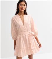 Women's Light Pink Broderie Anglaise Mini Dress New Look