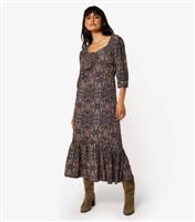 Women's Black Paisley Midi Dress Apricot New Look