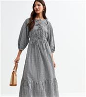 Women's Black Checked Midi Smock Dress New Look