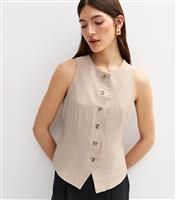 Women's Stone Sleeveless Crew Neck Waistcoat New Look