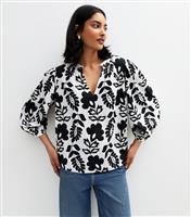 Women's White Floral Print V-Neck Top New Look