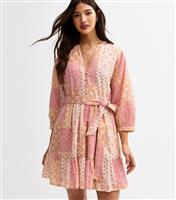 Women's Pink Floral Print Tiered Hem Mini Dress New Look