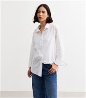 Women's White Daisy Embroidered Cotton Shirt New Look