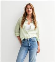 Women's Light Green Daisy Embroidered Cotton Shirt New Look