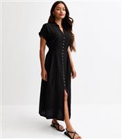 Women's Petite Black Button Detail Midi Dress New Look