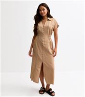 Women's Petite Stone Button Detail Midi Dress New Look