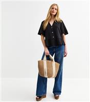 Women's Black Textured Peplum Hem Blouse New Look