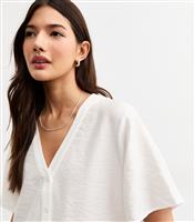 Women's White V-Neck Button Up Top New Look