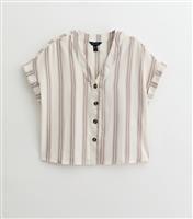 Women's Mink Striped Button Up Top New Look