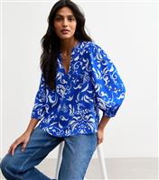 Women's Blue Pattern Print Top New Look