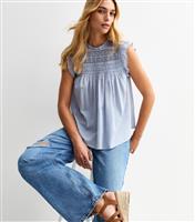 Women's Blue Lace Panelled Sleeveless Top New Look