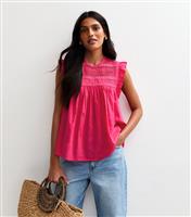 Women's Pink Lace Panelled Sleeveless Top New Look